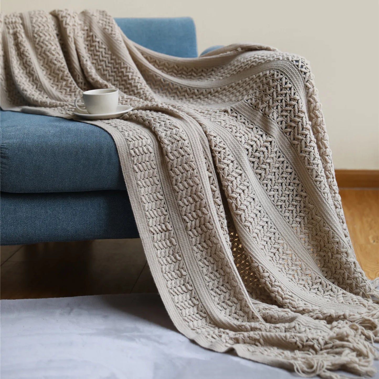 Pink Knitted Throw Blankets