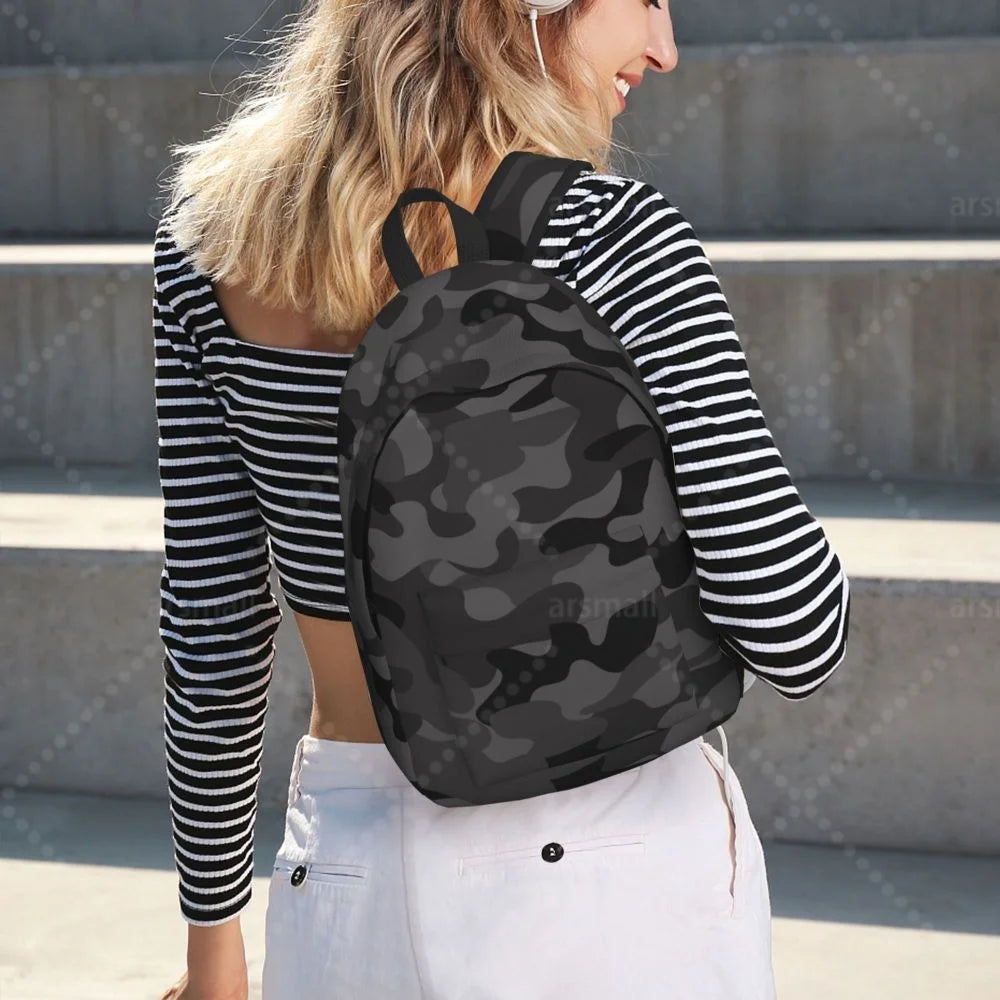 Black Camouflage School Backpack
