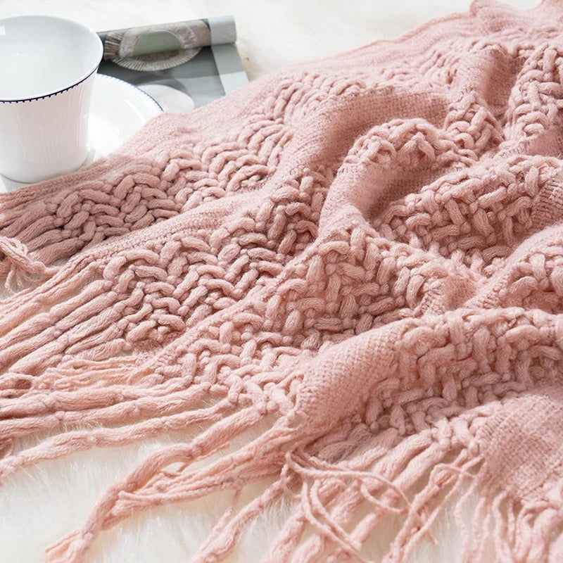 Pink Knitted Throw Blankets