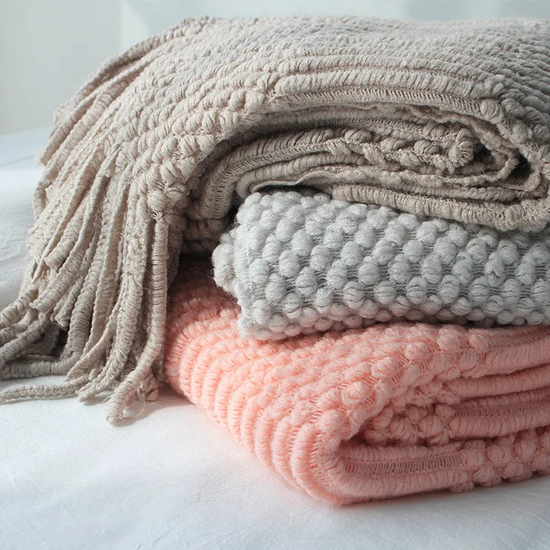Pink Knitted Throw Blankets
