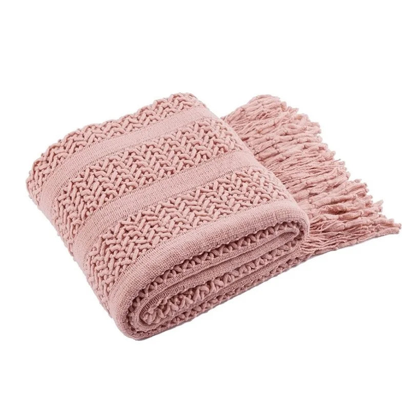 Pink Knitted Throw Blankets