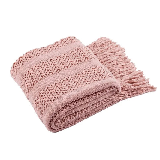 Pink Knitted Throw Blankets