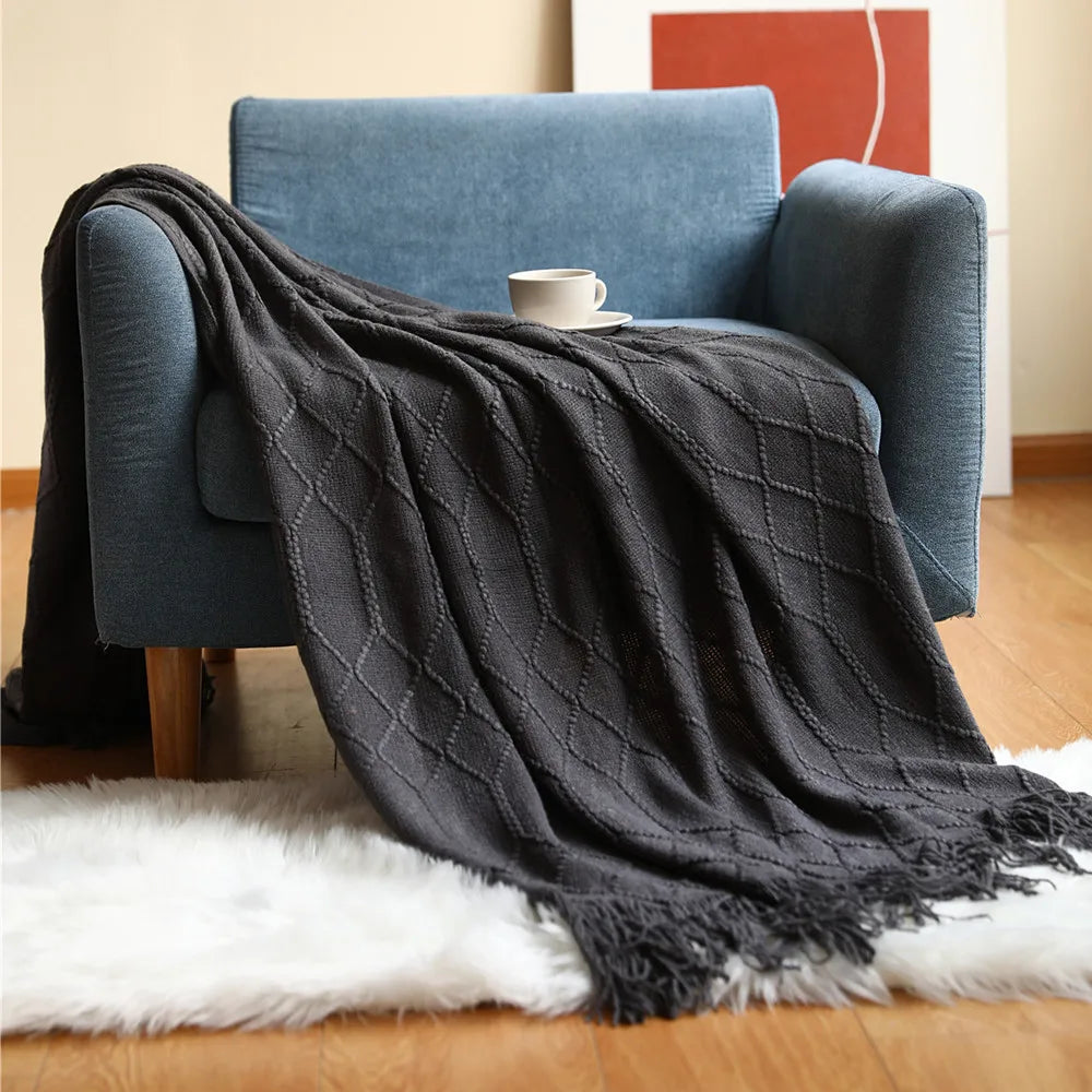 Pink Knitted Throw Blankets