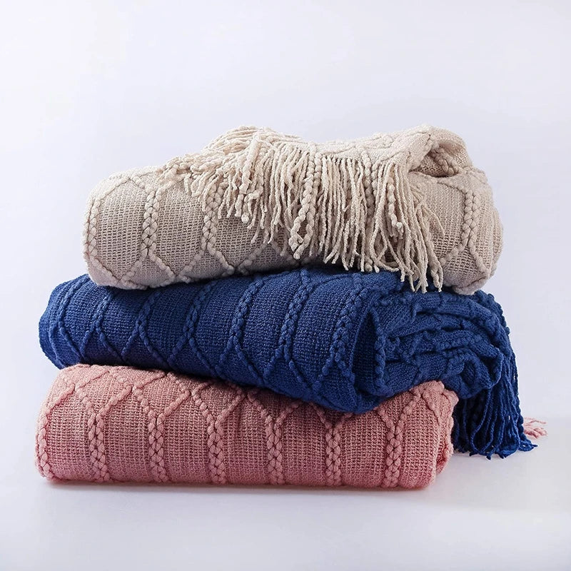 Pink Knitted Throw Blankets