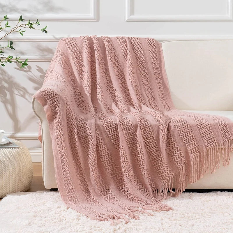 Pink Knitted Throw Blankets