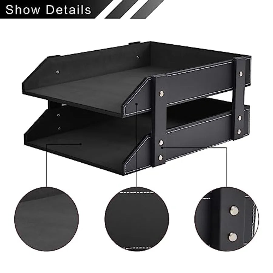 Leather Desk Organizer Tray Holder