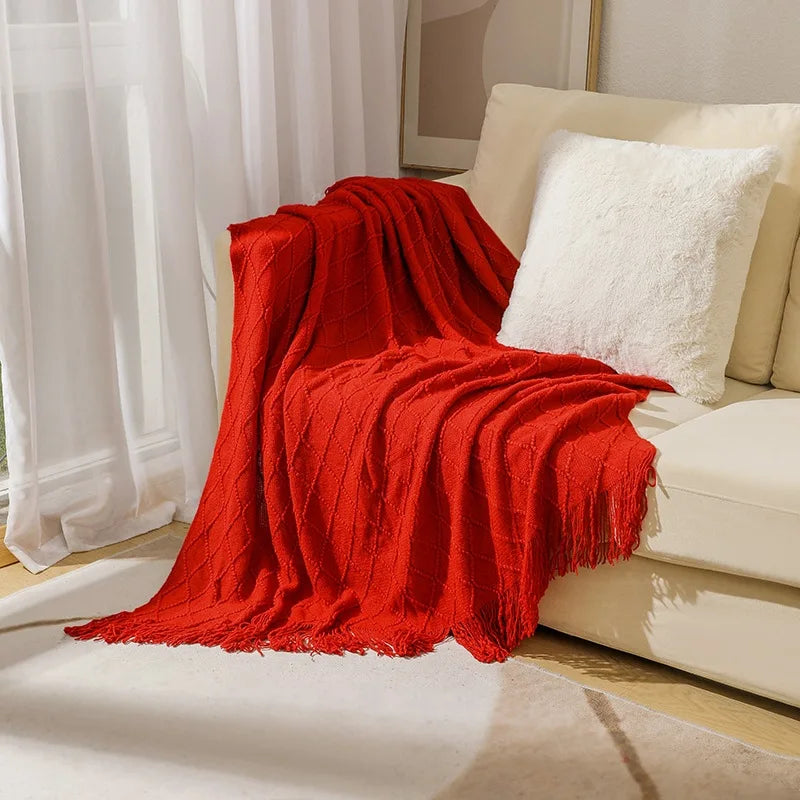 Pink Knitted Throw Blankets