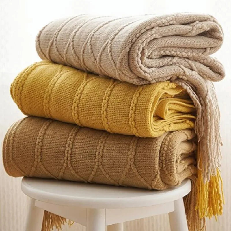 Pink Knitted Throw Blankets