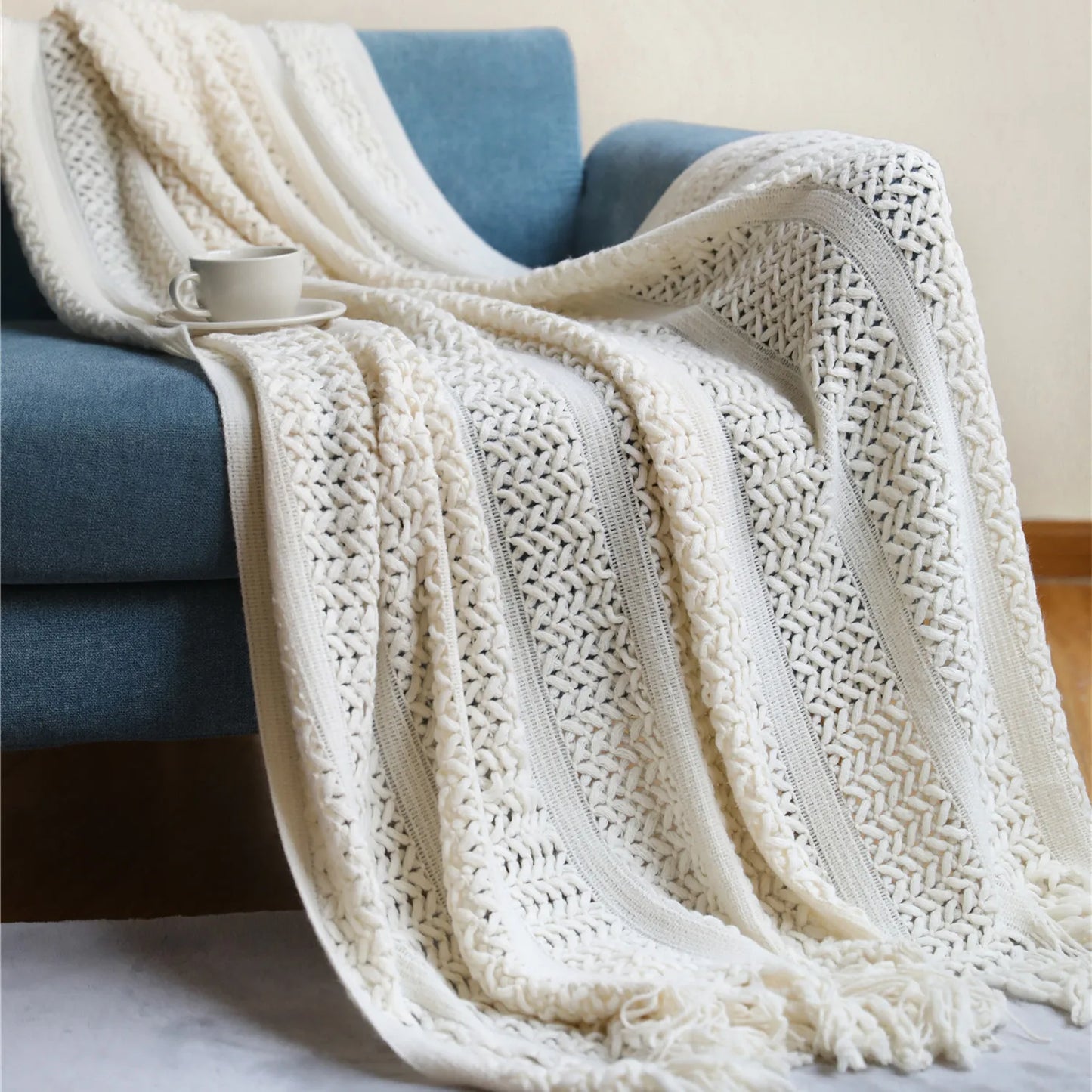 Pink Knitted Throw Blankets