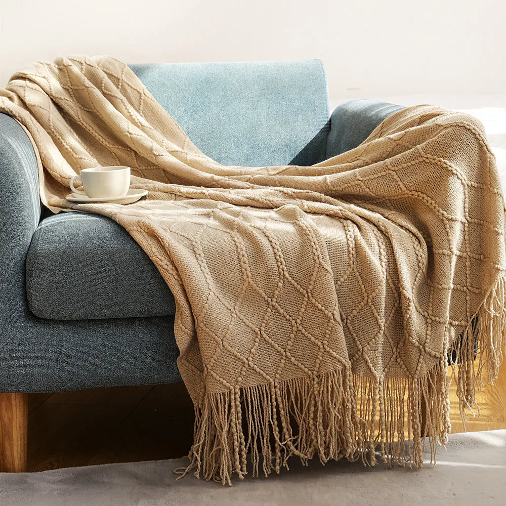 Pink Knitted Throw Blankets