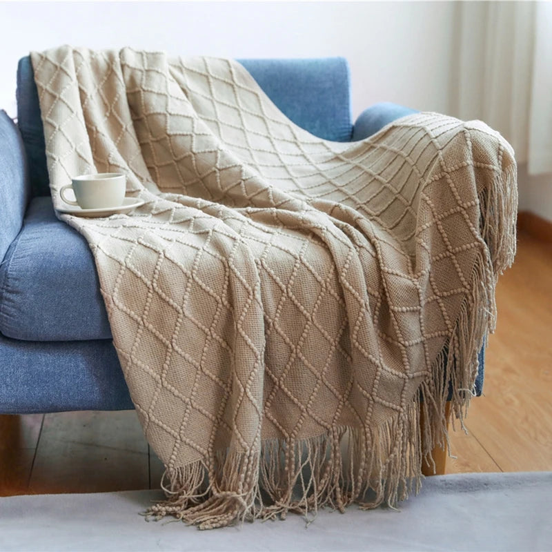 Pink Knitted Throw Blankets