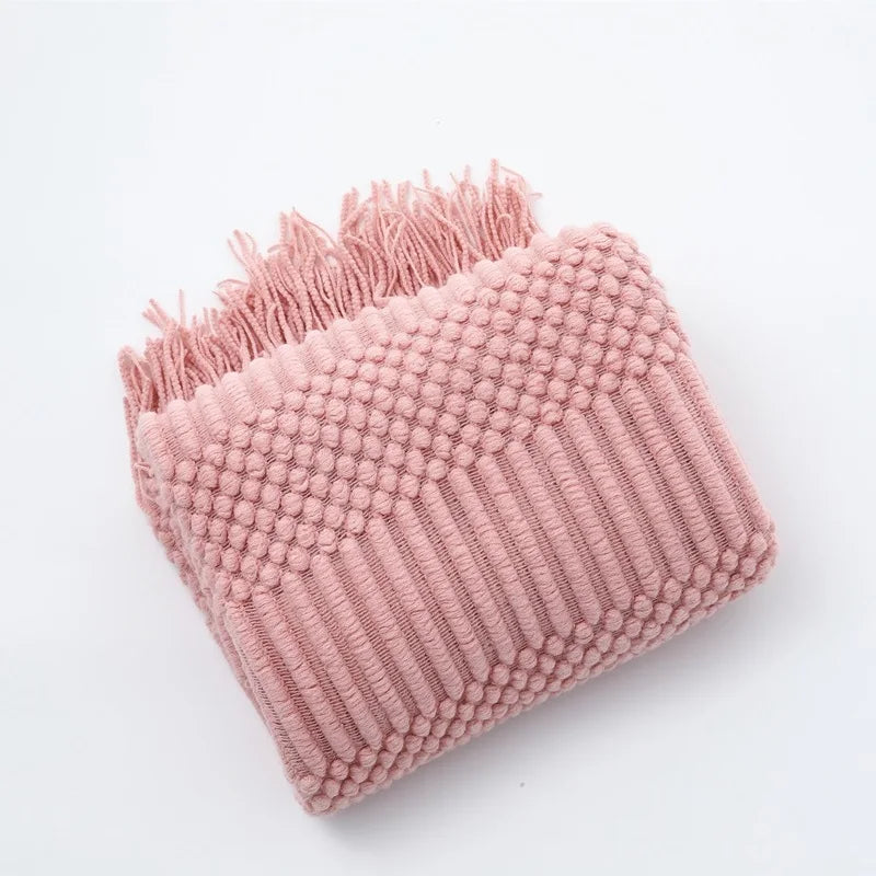 Pink Knitted Throw Blankets