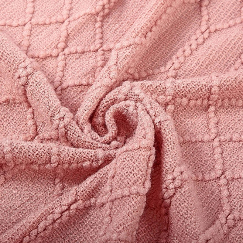 Pink Knitted Throw Blankets