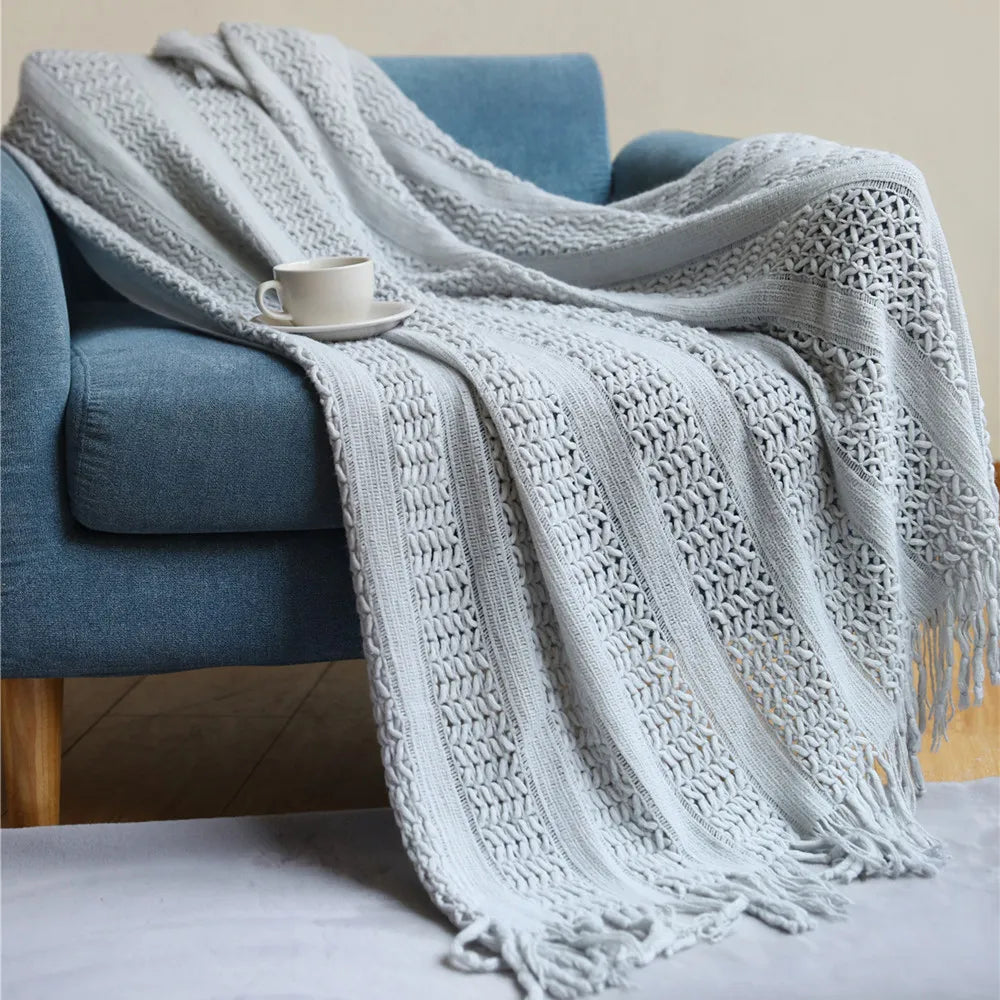 Pink Knitted Throw Blankets