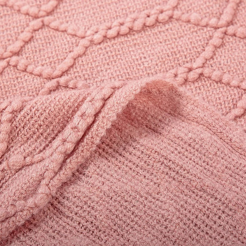 Pink Knitted Throw Blankets