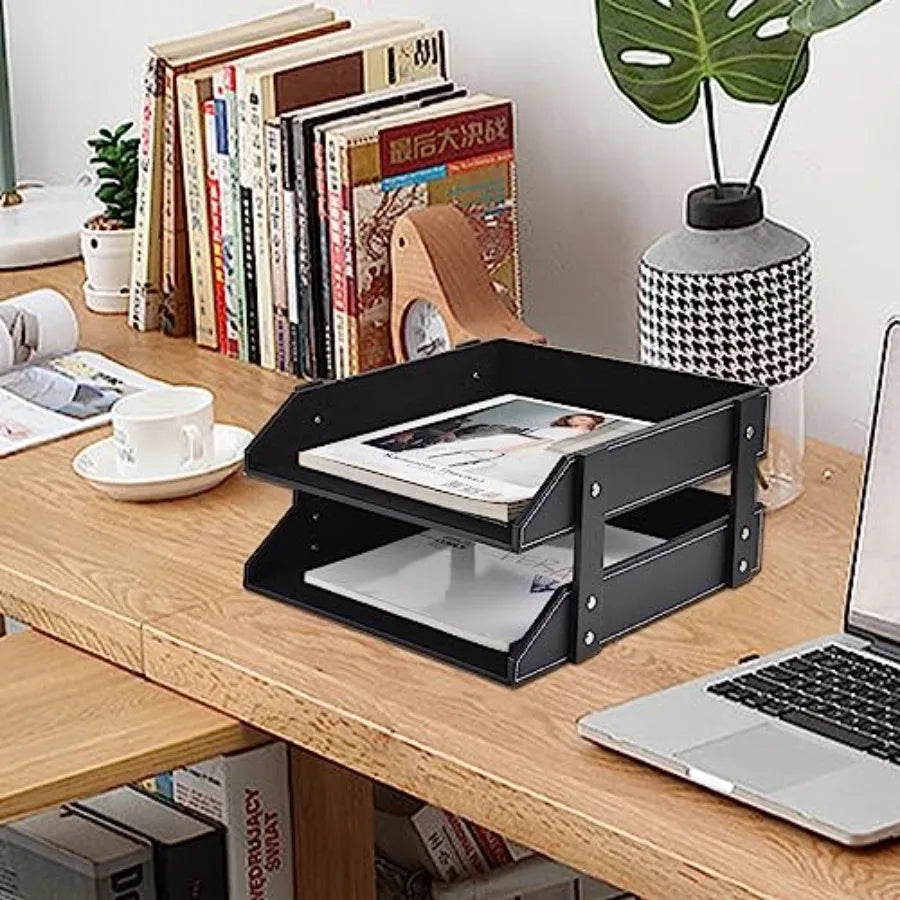 Leather Desk Organizer Tray Holder
