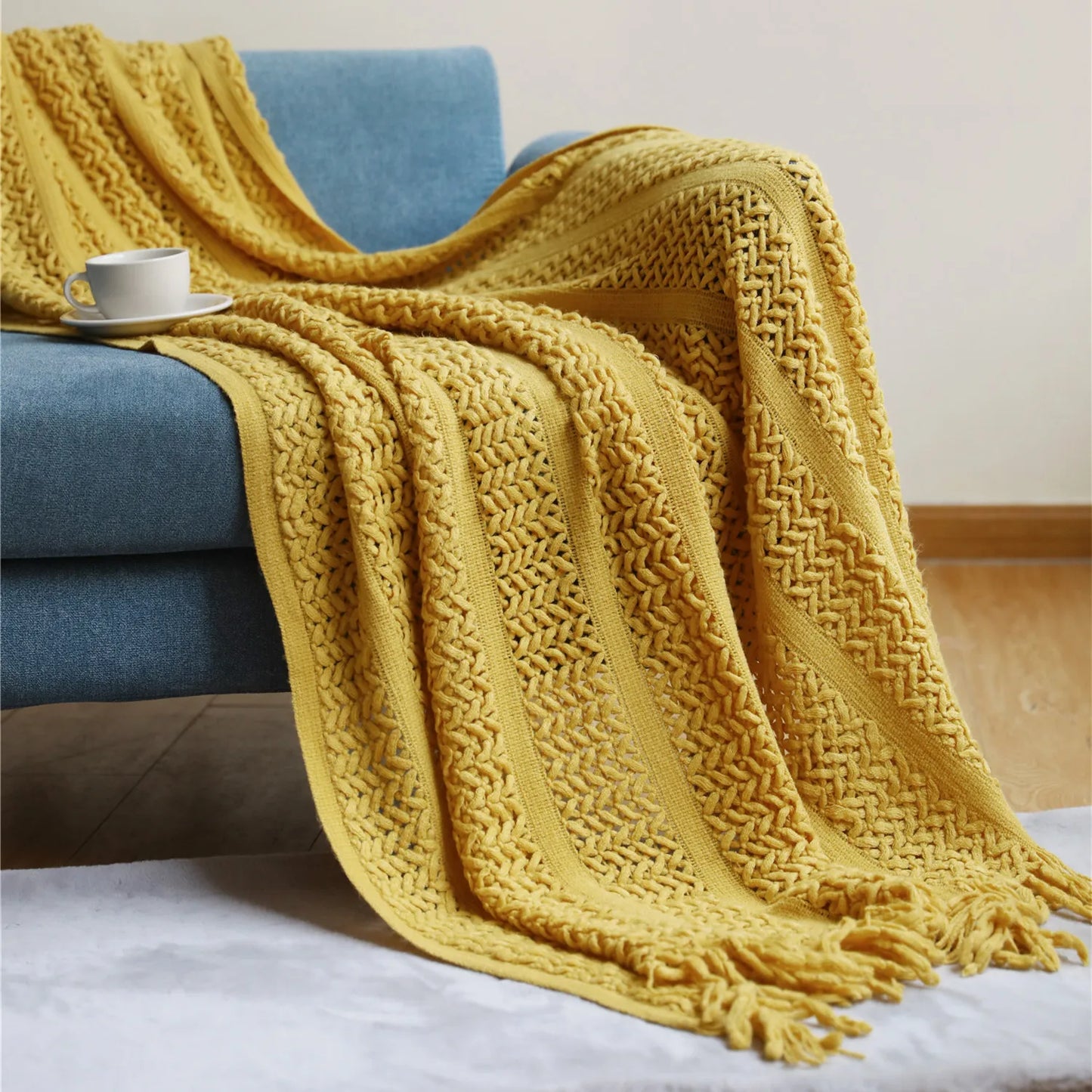 Pink Knitted Throw Blankets