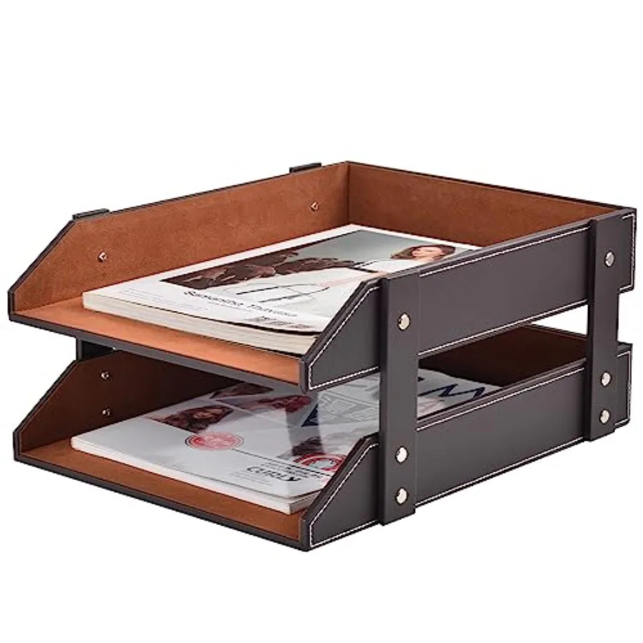 Leather Desk Organizer Tray Holder