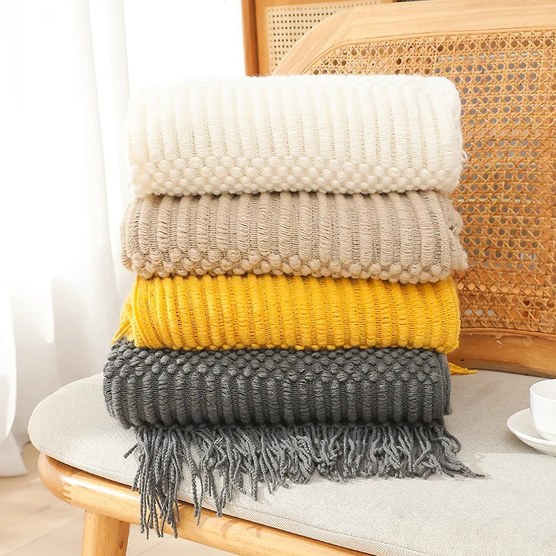 Pink Knitted Throw Blankets
