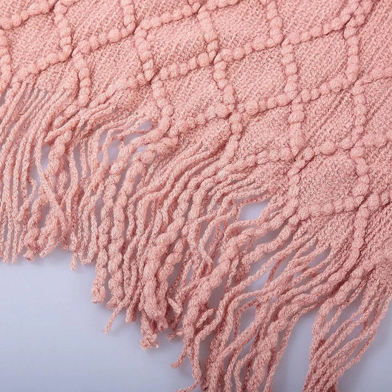 Pink Knitted Throw Blankets