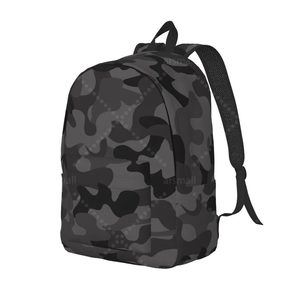 Black Camouflage School Backpack