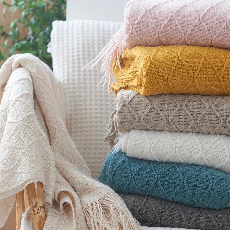 Pink Knitted Throw Blankets